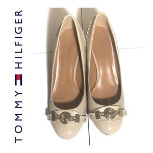 Tommy Hilfiger Nude Wooden Heel Pumps